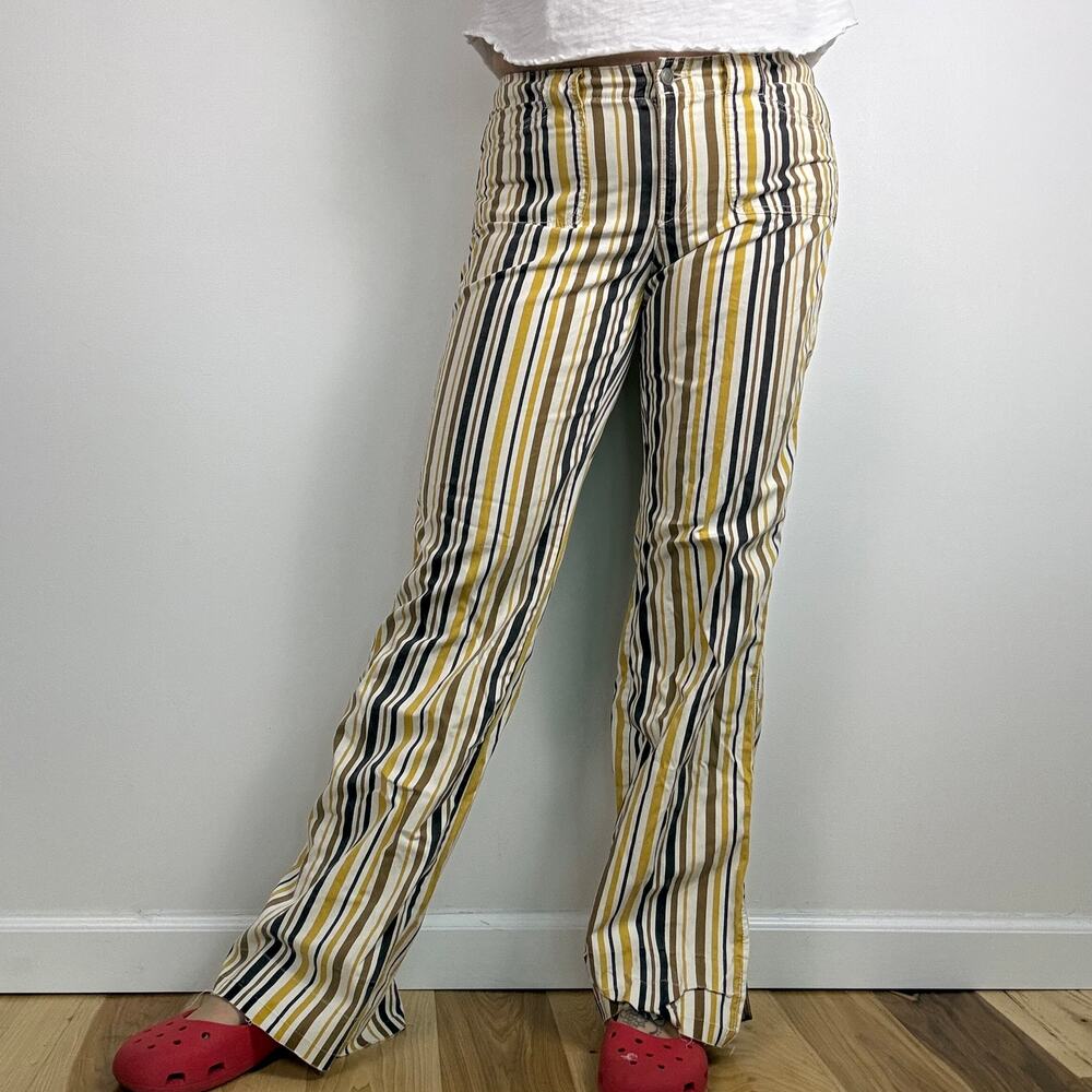 EXPRESS Vintage y2k yellow stripe low rise pants